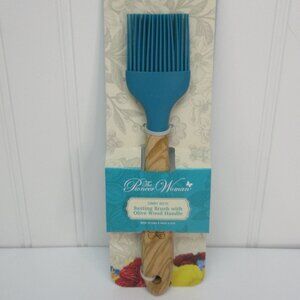 Pioneer Woman Basting Brush Olive Wood Handle Cowboy Rustic 8.5" Heat Resistant
